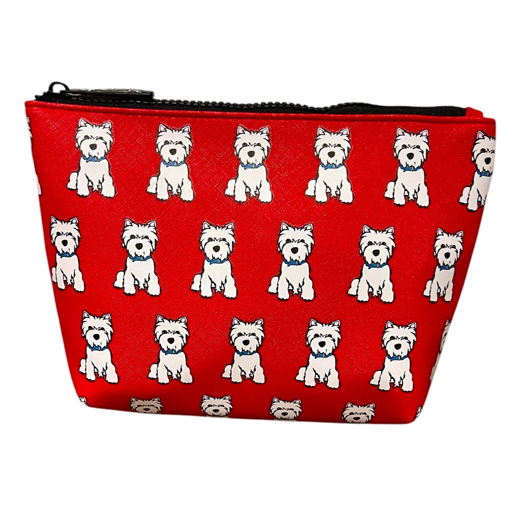 NWOT Marc Tetro West Highland Terrier Red Cosmetic Bag Westie Makeup Pouch Scott